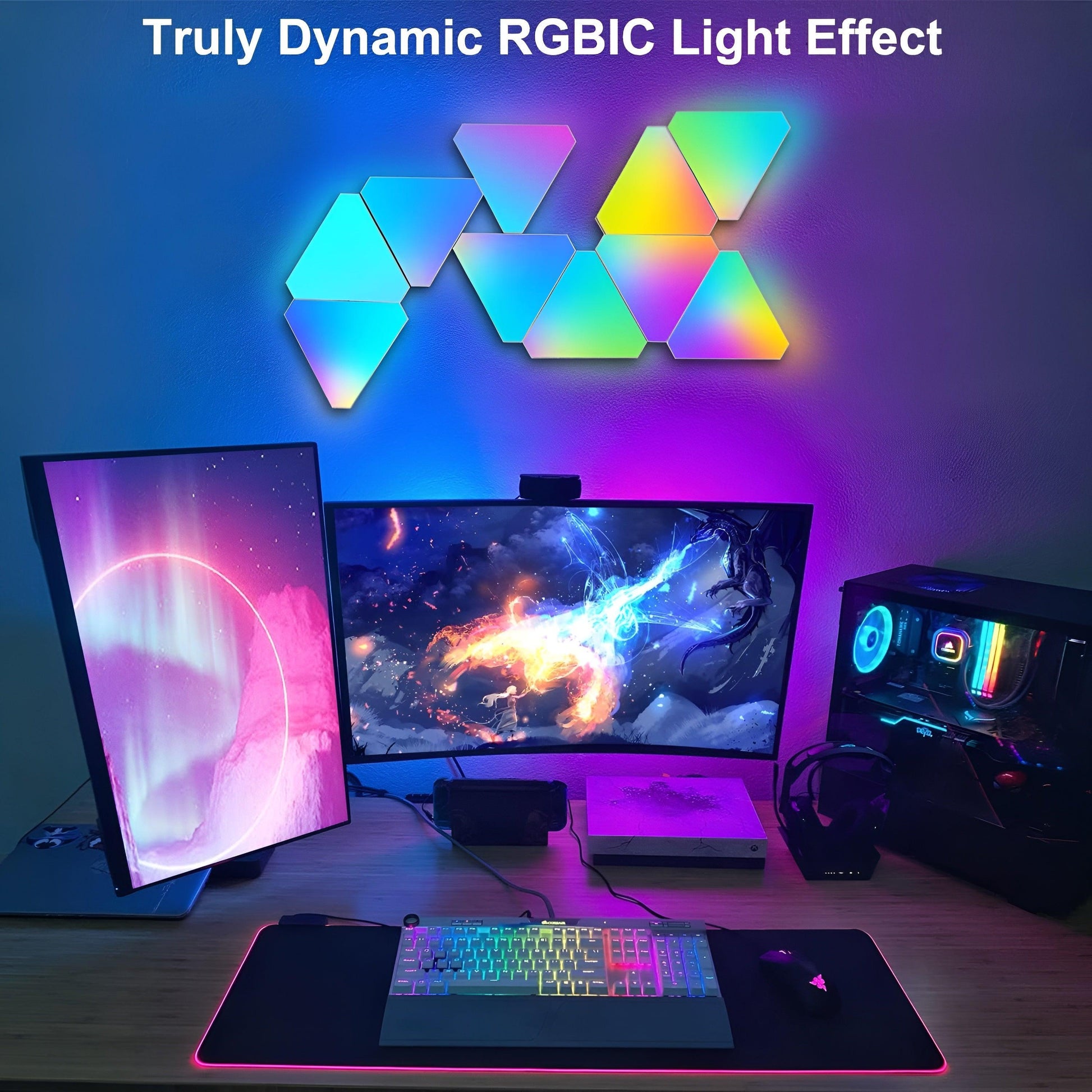 GlowxLink – RGB Wall Lights (10-Piece) - LitxGaming