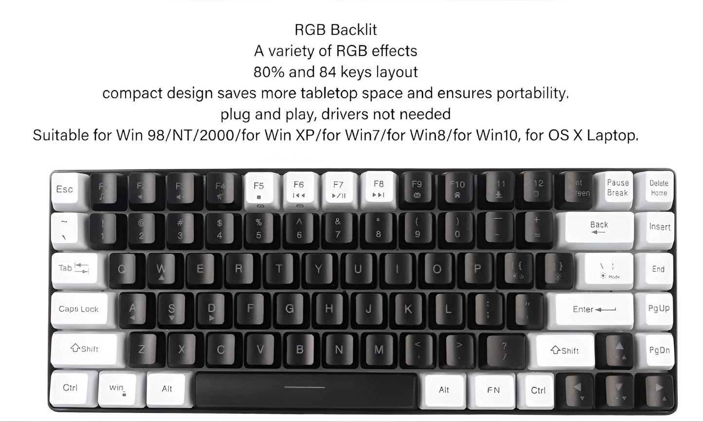 Obsidian Frost – 84-Key RGB Gaming Keyboard - LitxGaming