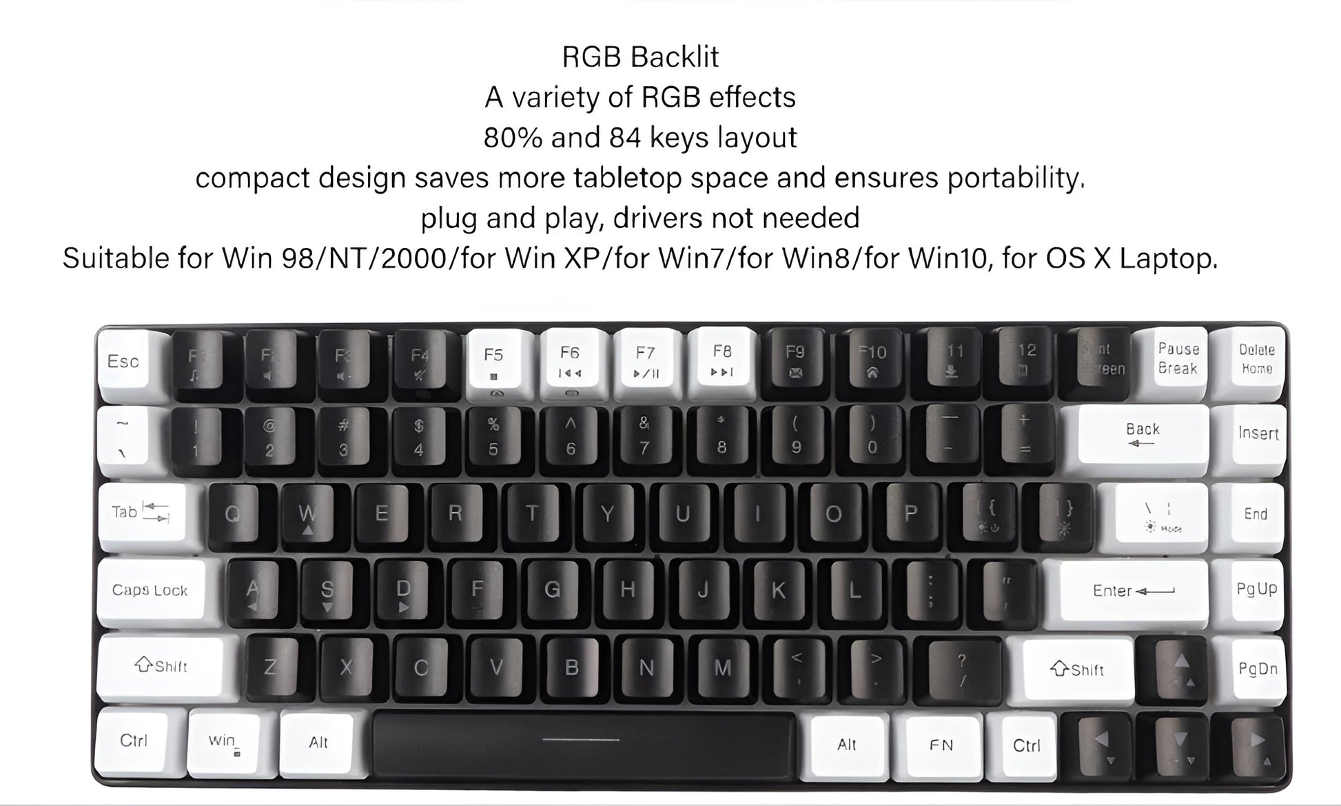 Obsidian Frost – 84-Key RGB Gaming Keyboard - LitxGaming