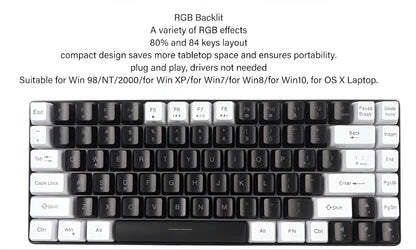 Obsidian Frost – 84-Key RGB Gaming Keyboard - LitxGaming